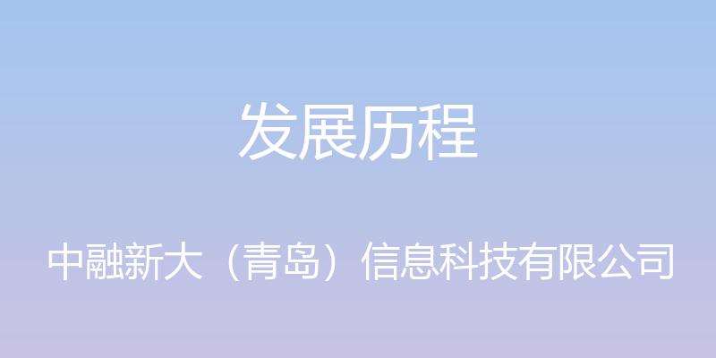 发展历程 - 中融新大（青岛）信息科技有限公司