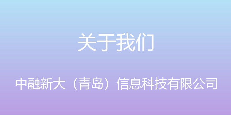 关于我们 - 中融新大（青岛）信息科技有限公司