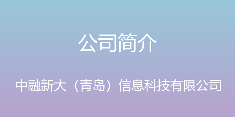 公司简介 - 中融新大（青岛）信息科技有限公司