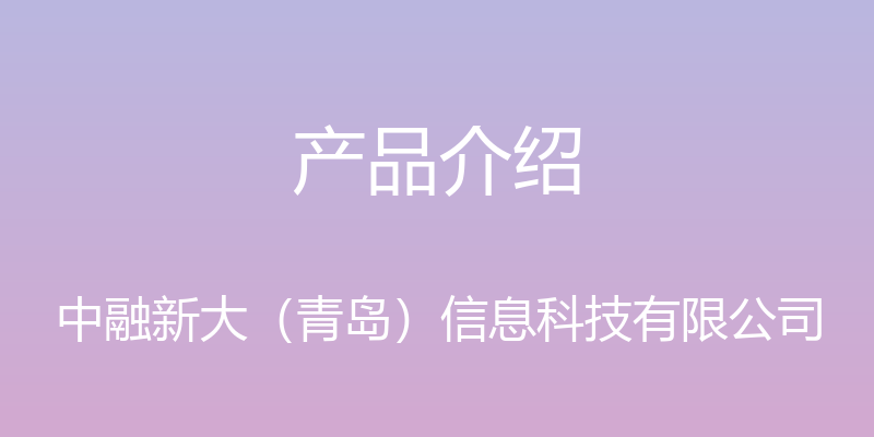 产品介绍 - 中融新大（青岛）信息科技有限公司