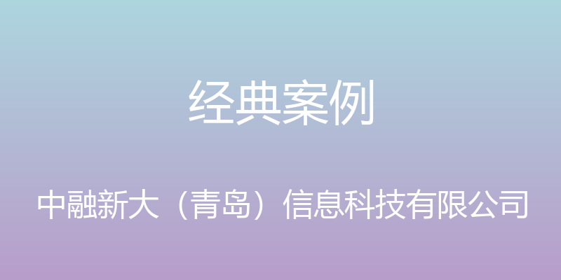 经典案例 - 中融新大（青岛）信息科技有限公司