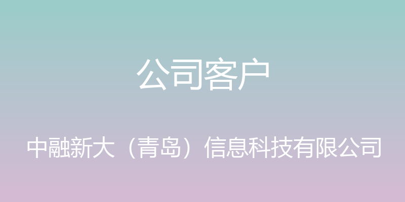 公司客户 - 中融新大（青岛）信息科技有限公司