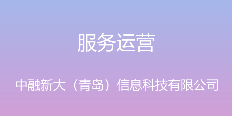 服务运营 - 中融新大（青岛）信息科技有限公司